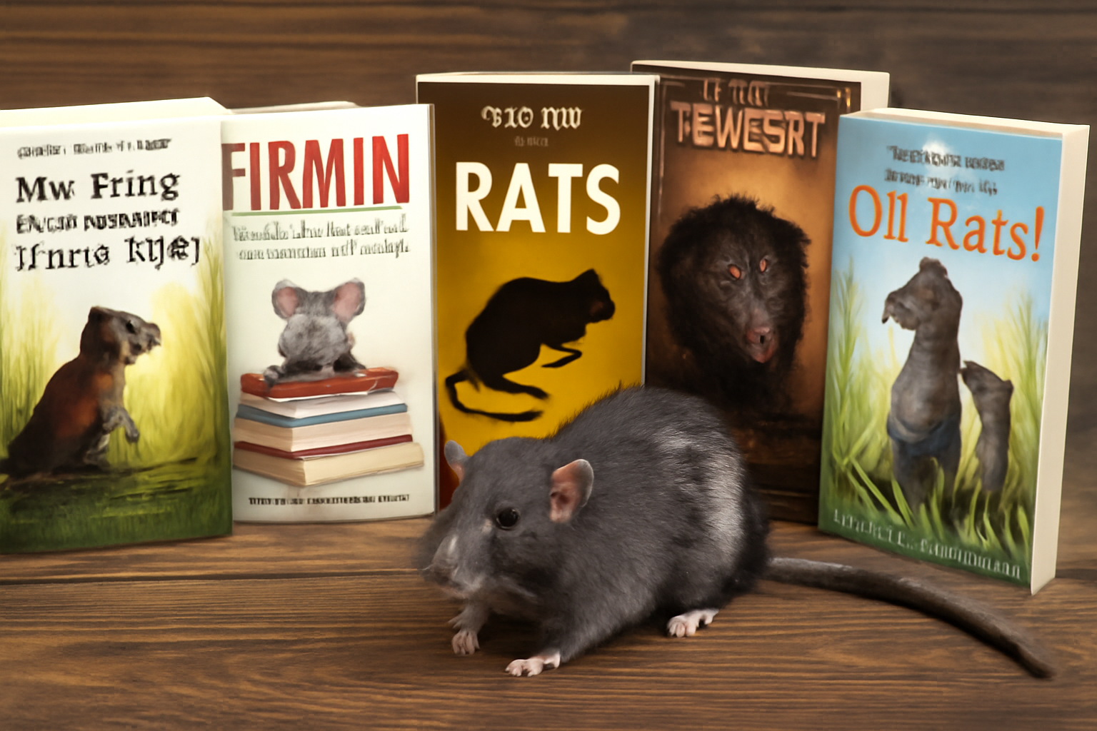 vres sur les rats posés sur une table en bois avec un rat gris réaliste au premier plan, sélection des meilleurs titres pour lecteurs curieux