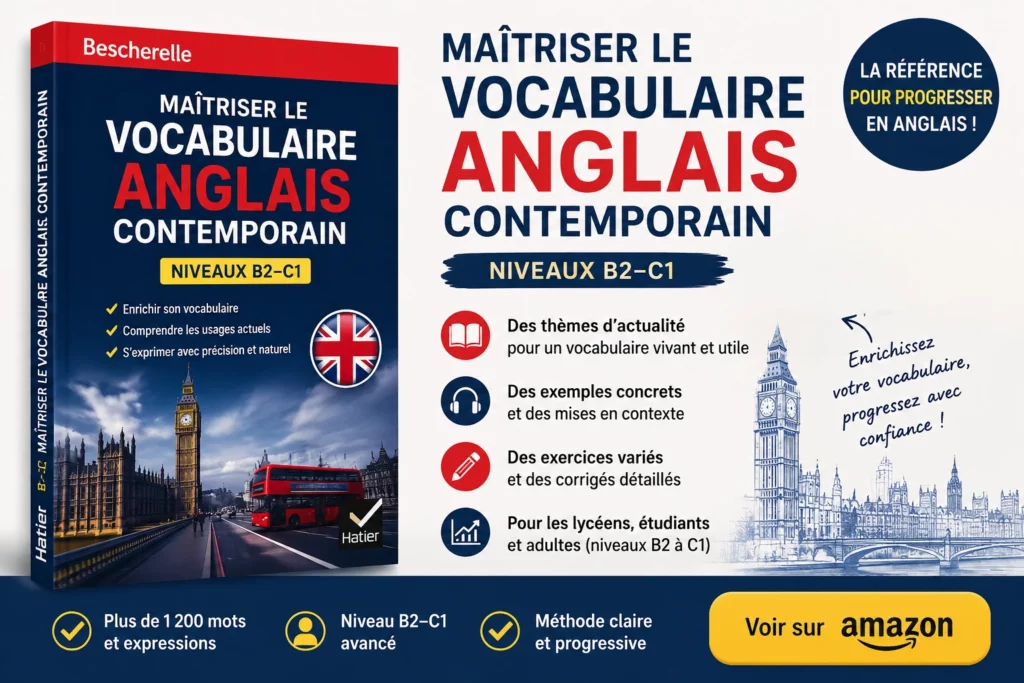 Livre de vocabulaire anglais A1-A2 en 1000 mots pour débutants