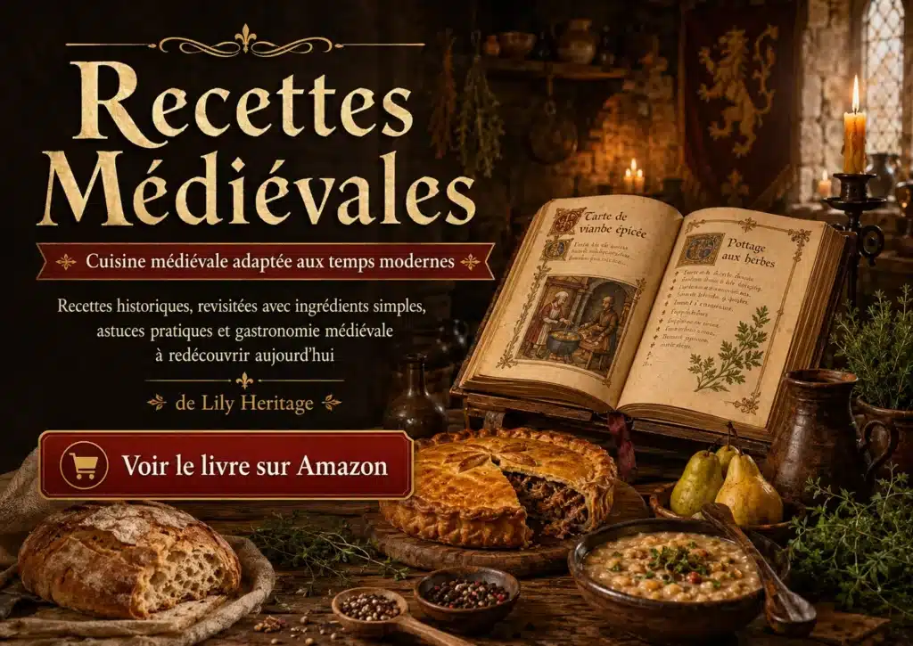 Recettes Médiévales de Lily Heritage, livre de cuisine médiévale adaptée aux temps modernes avec recettes historiques