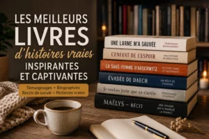 Meilleurs livres d’histoires vraies inspirantes, témoignages bouleversants, biographies captivantes et récits réels à lire.