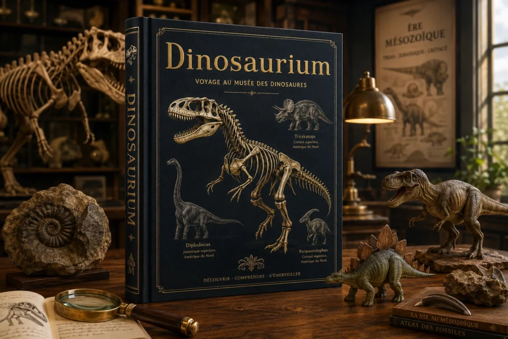 Illustration de Dinosaurium présenté comme un musée consacré aux dinosaures et aux fossiles