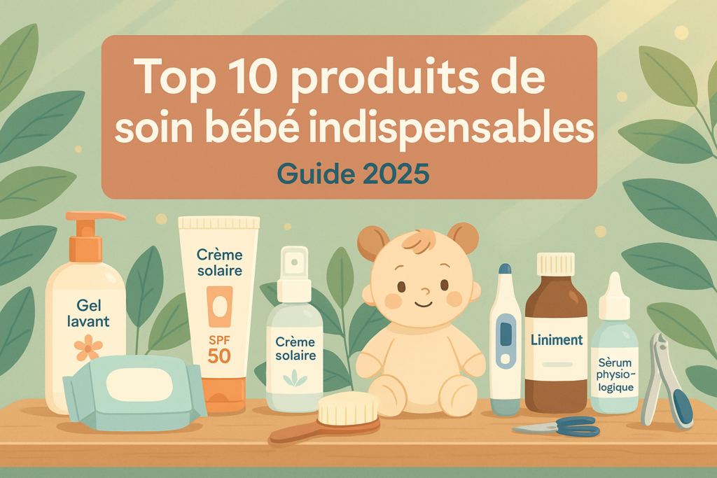 Top 10 produits de soin bébé indispensables – gel lavant, crème solaire SPF 50, liniment bio, thermomètre digital, etc. – guide 2025 pour jeunes parents