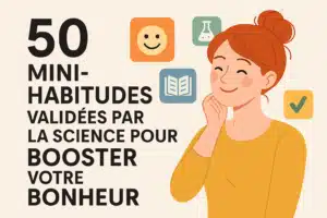 50-mini-habitudes-science-bonheur-femme-rousse.webp" alt="Jeune femme rousse souriante avec un chignon illustrant 50 mini-habitudes validées par la science pour booster votre bonheur