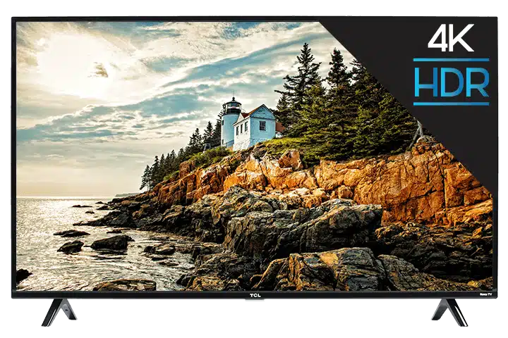 Télévision 4K HDR affichant une image ultra haute définition dans un salon moderne et lumineux