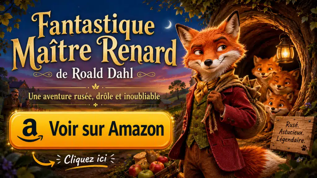 Fantastique Maître Renard de Roald Dahl, livre jeunesse drôle et rusé avec bouton Amazon visible