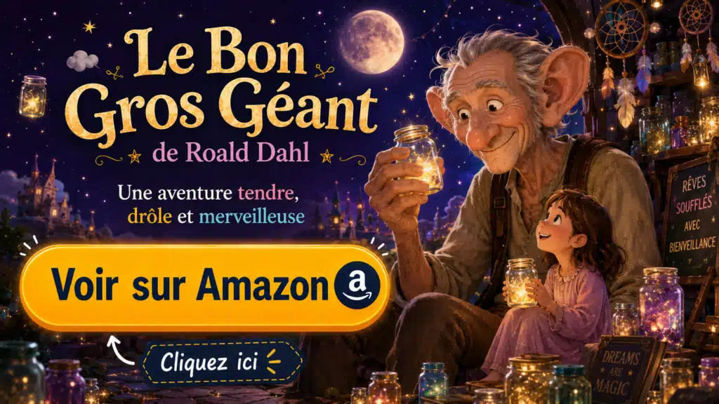 Le Bon Gros Géant de Roald Dahl, livre jeunesse tendre et merveilleux avec bouton Amazon visible