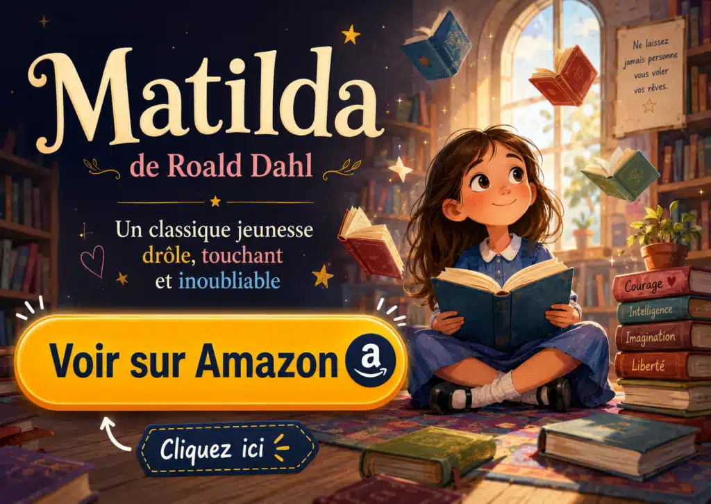 Matilda de Roald Dahl, livre jeunesse drôle et magique à découvrir avec un lien Amazon visible
